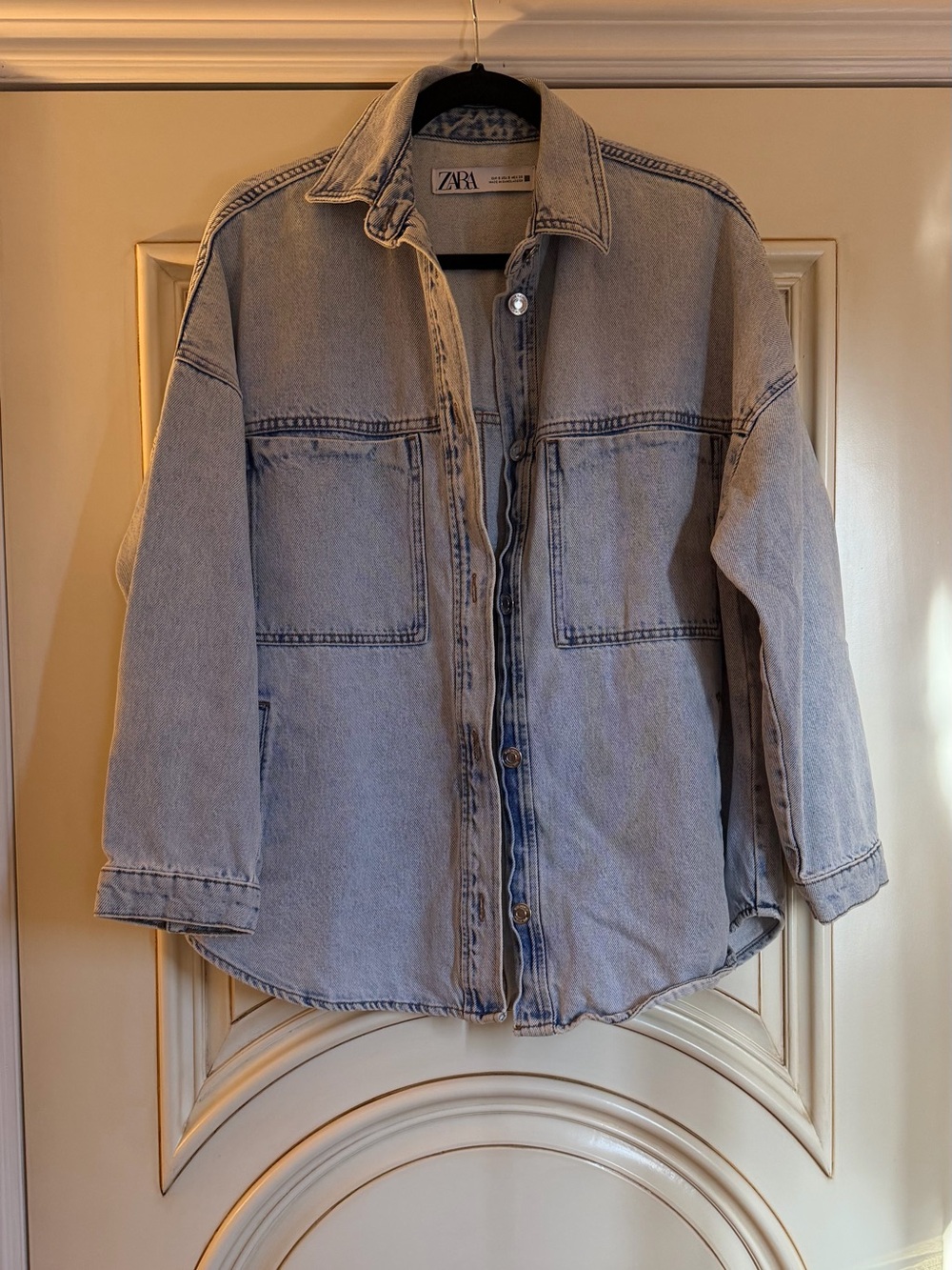 ZARA Light Blue Denim Jacket - Oversized Jean Shacket